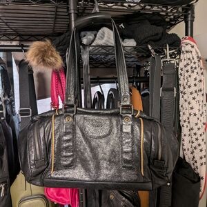 See By Chloe Black Leather Satchel with Gold Trim